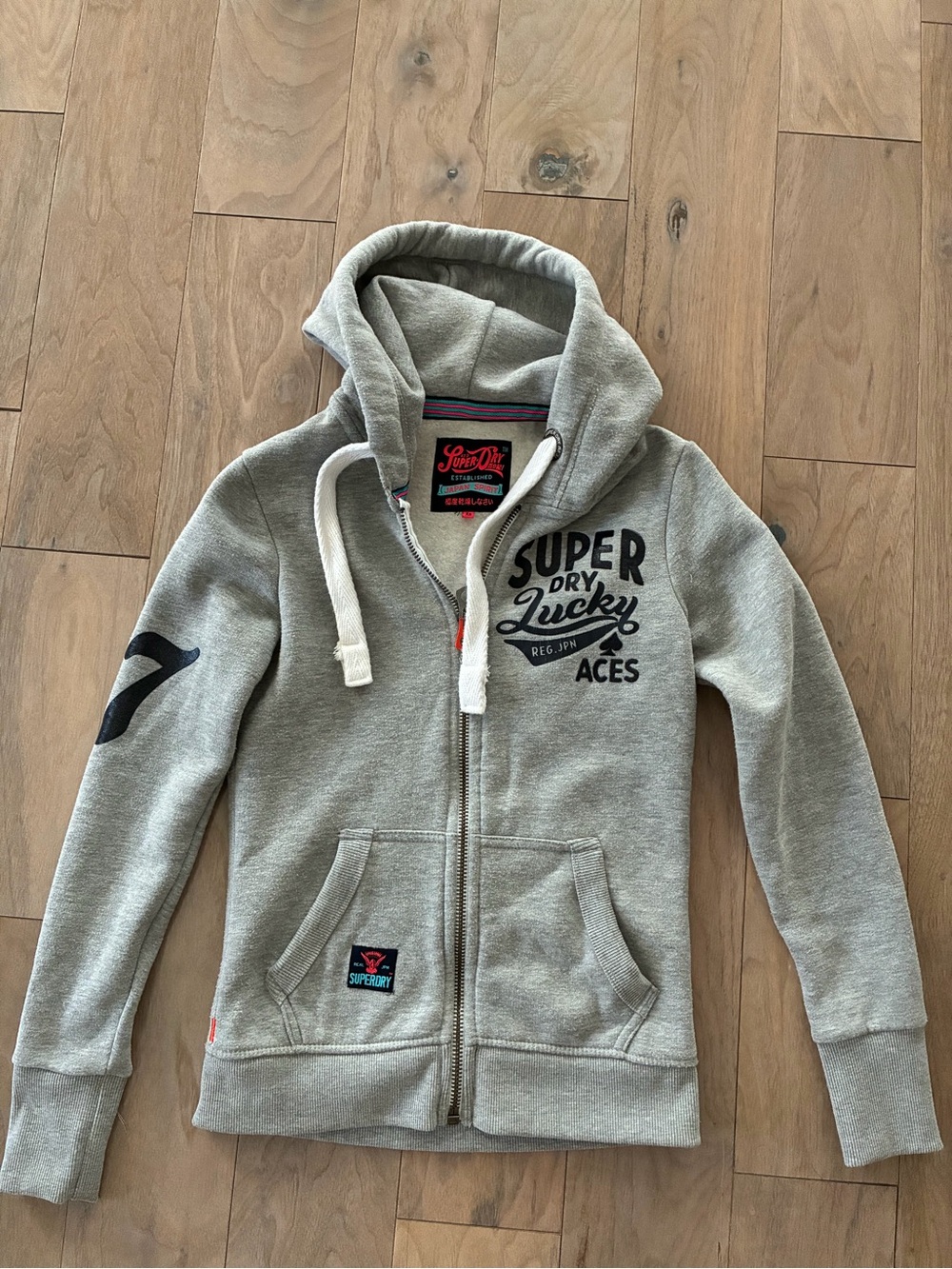 Superdry Light Gray Zip-Up Hoodie Jacket for Kids